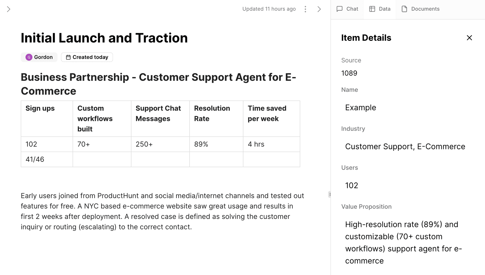 Structured data after parsing