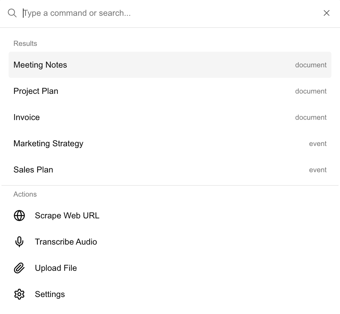 Result output of intelligent parsing by extracting events, tasks, and notes
